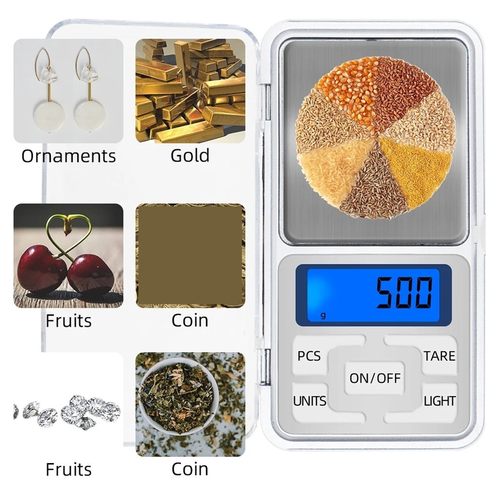 Portable Pocket Scale Electronic Weight Scale Digital Balance Jewelry Diamond Weighing Scales ,Multiple Accessories