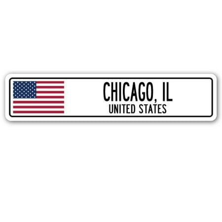 - CHICAGO, IL, UNITED STATES Street Sign American flag city country gift