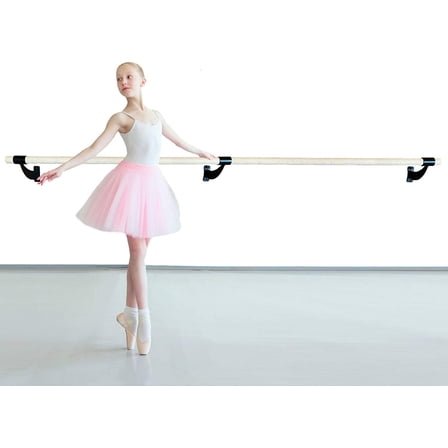 Ballet Barre Wall Mounted 3 FT Long Single Bar Black 2.0” Diameter | Fixed Height Ballet Barre System Traditional Wood | Home/Studio Ballet Bar, Dance Bar, Stretch Bar, Dancing/Stretching