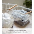 thumbnail image 5 of Yamazaki Home Wire Basket - Two Sizes, White, Steel + Wood, Large, 8.7 gallons, 33 liters, Supports 8.8 pounds, Handles, Water Resistant, No Assembly, 5 of 6
