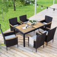 7Piece Rattan Dining Set, Outdoor, Space Saving, AllWeather Wicker