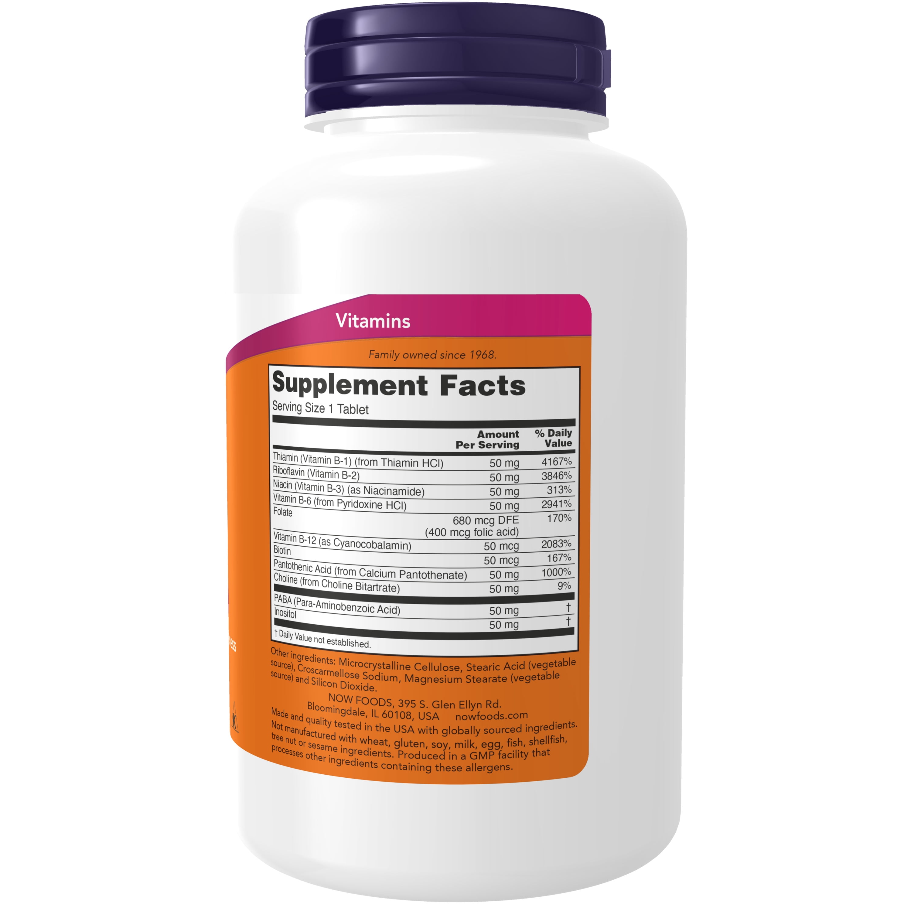 NOW Supplements, Vitamin B-50 mg, Energy Production*, Nervous System Health*, 250 Tablets
