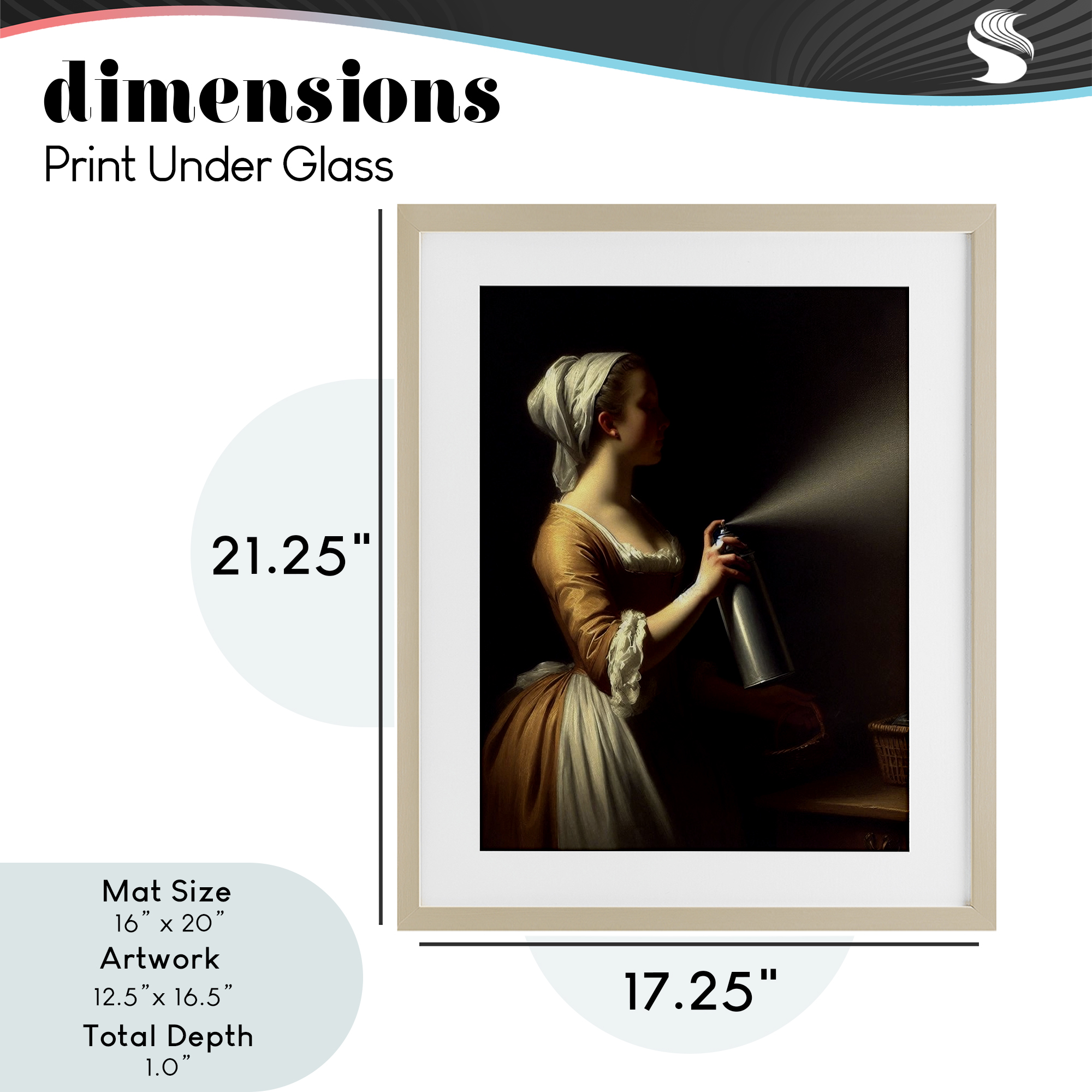 Funny Vintage Lady & Spray Paint Birch Framed Print Under Glass, design by Lettered and Lined