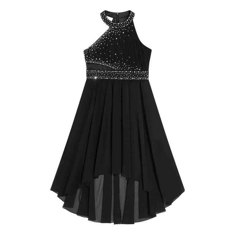 YEAHDOR Kids Flower Girl Dress Shiny Rhinestone Banquet