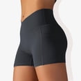thumbnail image 3 of Women's V-Cross Front Wide Band Stretchy Side Pocket Detail Biker Shorts-X Large, Black, 3 of 6