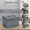 thumbnail image 6 of Ornavo Home 2 Pack Small Storage Ottoman Foldable Collapsible Rectangle Linen Ottoman Foot Rest Stool Seat, for Living Room, Bedroom, Home Office, Dorm - 12 x 16 x 12, Linen Gray, 6 of 7