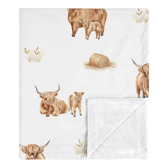 Sweet Jojo Designs Boho Highland Cow Boy, Girl, Unisex/Gender Neutral Baby Receiving Security Blanket