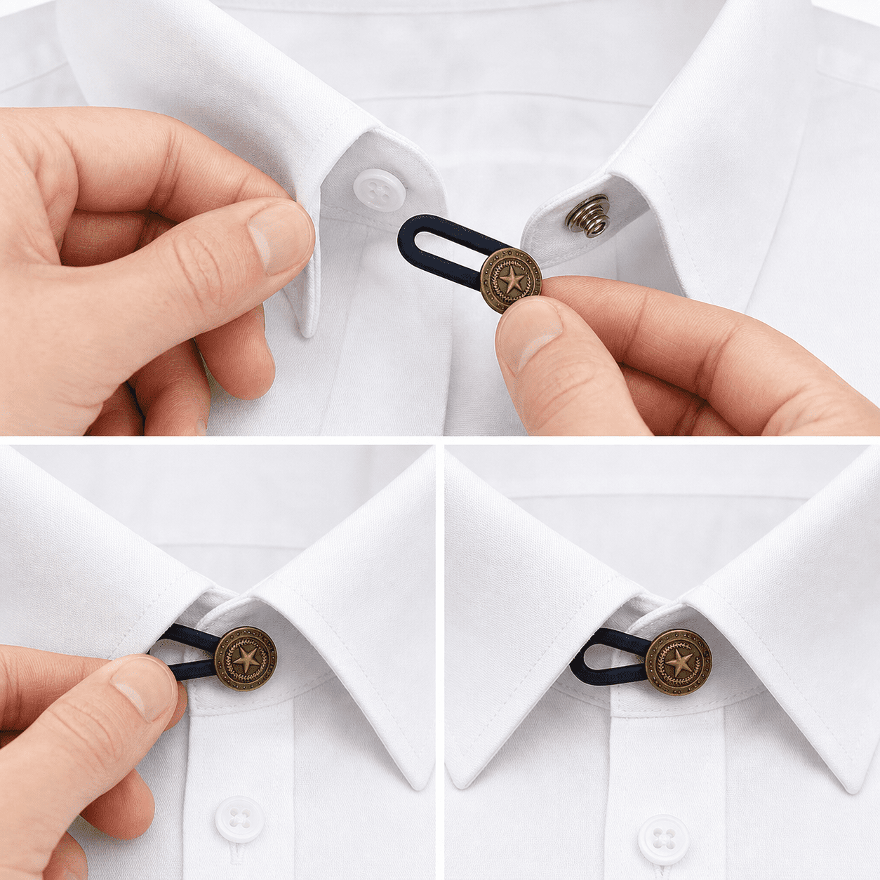 10 Pack Elastic Collar Expanders for Men's Dress Shirts, Button Extenders for Neck Adjustment, Suit and Tie Accessories for 1/2 Size Increase in Men's Formal Wear