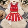thumbnail image 1 of Traje de 2 piezas de fútbol y baloncesto para bebé, uniforme de animadora, Top corto, falda de Color, ropa deportiva, conjunto corto para mujer, 1 of 4
