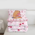 thumbnail image 5 of Erosebridal Pink Bowknot Loves Queen Comforter Set For Kids,Red Cherries Cute Capybara Animals Bedding Comforter Set For Capybara Lovers ,Reversible Pink 3pcs, 5 of 7