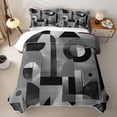 thumbnail image 2 of Homewish Black Gray Geometric Quilt King,Abstract Aesthetic King Coverlet Set,3 Pieces, 2 of 7