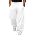 thumbnail image 3 of WJOSBXT Wide Leg Pants Mens Big and Tall Baggy Sweatpants 2026 Drawstring Workout Track Pants Elastic Waist Straight Oversized Work Slacks with Pockets L, 3 of 8