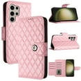 thumbnail image 6 of Elegant PU Leather Wallet Case for Samsung Galaxy S24 Ultra with Wrist Strap, Women Girls Shockproof Kickstand Magnetic Closure Card Slots Rugged Phone Case Cover for Samsung Galaxy S24 Ultra, Pink, 6 of 7