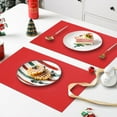 thumbnail image 6 of Woven Vinyl Placemats Set of 6 Wipe Clean Table Placemats Heat Resistant Wipeable Non Slip Table Mats, Gray White, 6 of 8