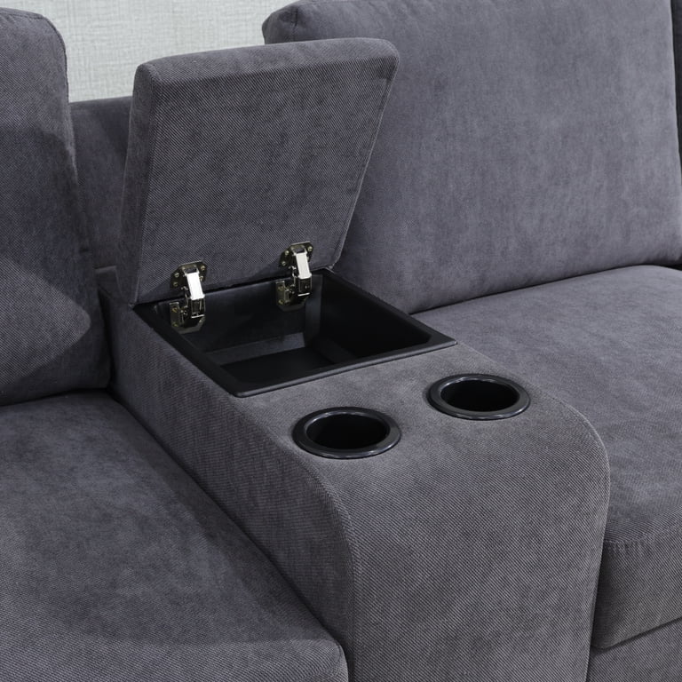 PonLiving Grey Flannel 5-Pieces USB and power outlet Living Room