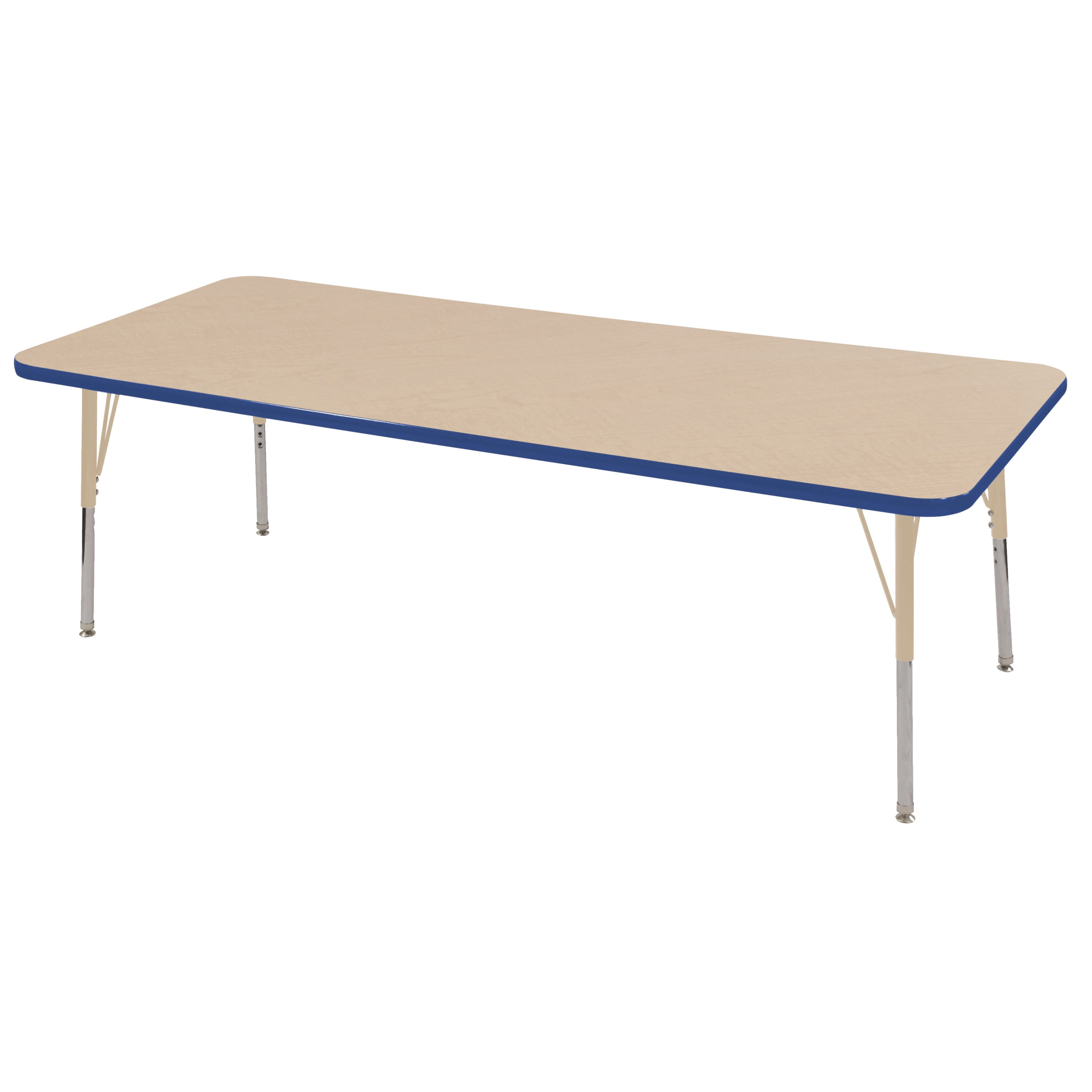 ECR4Kids 24in x 72in Rectangle Everyday T-Mold Adjustable Activity Table  Maple/Maple/Navy - Standard Ball