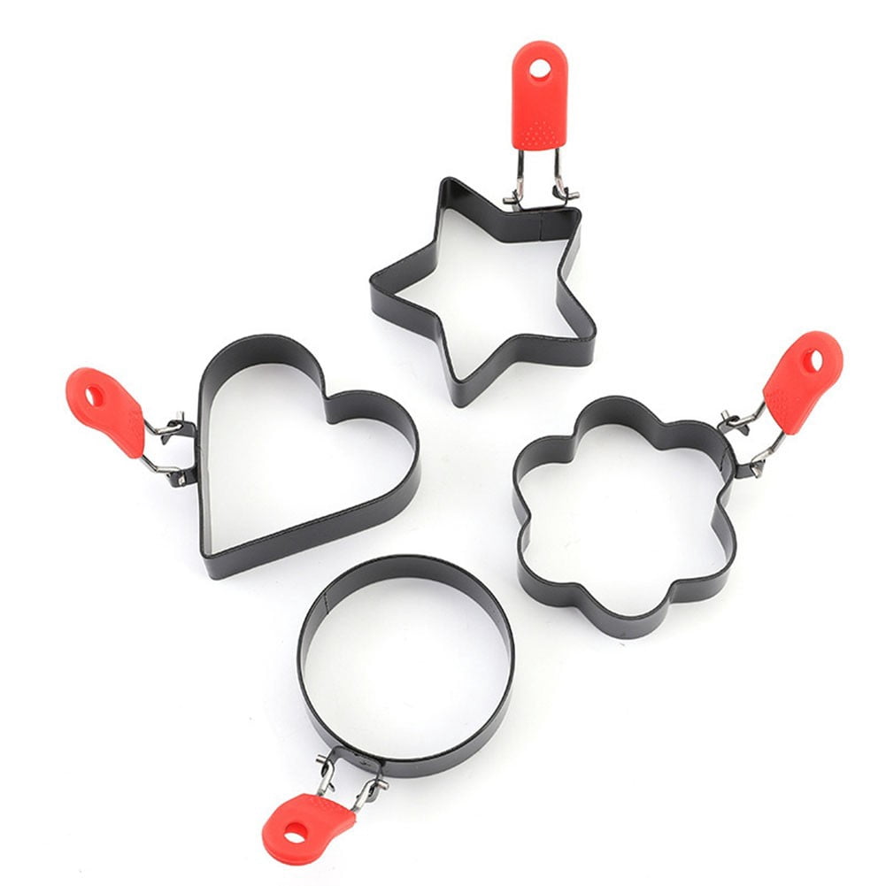 Lot de 8 anneaux de cuisson en silicone pour œufs à frire, anti-adhésifs, moules ronds pour crêpes et ustensiles de cuisine avec poignée rouge Lot de 8 anneaux de cuisson en silicone pour œufs à frire, anti-adhésifs, moules ronds pour crêpes et ustensiles de cuisine avec poignée rouge