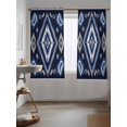 thumbnail image 3 of Boho Navy Blue Grey Curtains 72 Inch Length,Sheer Curtains for Bedroom Living Room Window Ethnic Geometric Vintage Southwestern Rod Pocket Drapes Kitchen Curtains Small Half Window 52"x72" 2 Panels, 3 of 7