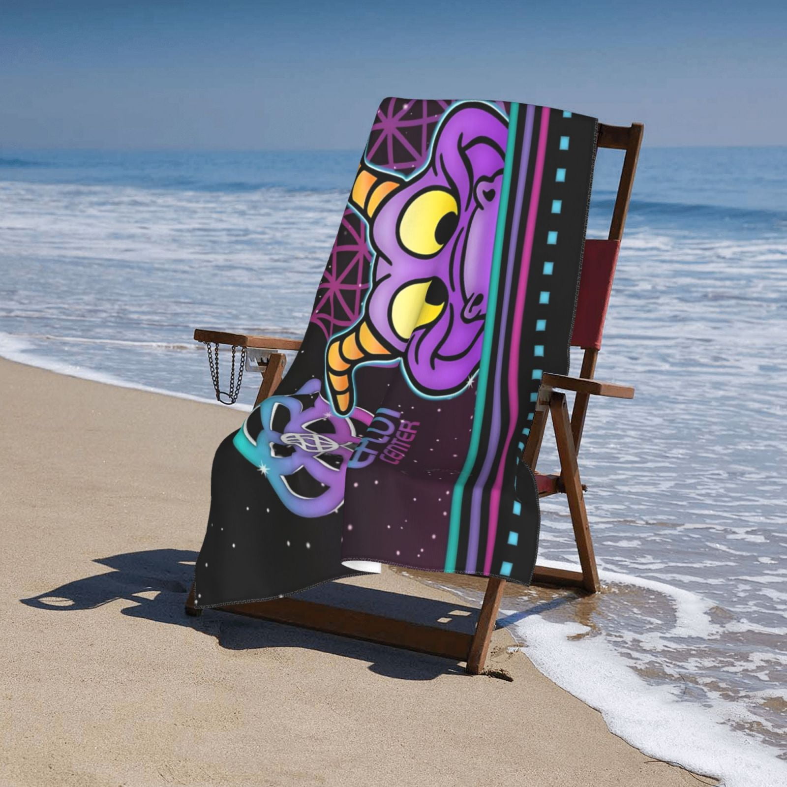 80'S Glow Figment Bath Towel Washcloths Beach Towel Quick Dry Towel Microfiber Absorbent Bath Towel 32x52 In