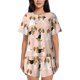thumbnail image 1 of Balery Beagle Dog On Brown Conjunto de Pijama para Mujer con Estampado, Dos Piezas de Manga Corta y Shorts, Ropa de Dormir Suave con Cuello Redondo y Bolsillos-4X-Large, 1 of 6