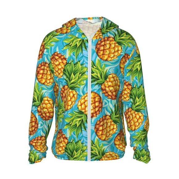 Vsdgher Sweat à Capuche Imprimé Ananas pour Hommes et Femmes, Protection Solaire à Manches Longues pour la Pêche et la Course - Petit