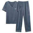 thumbnail image 2 of Bovxnpu Men's Clothing Set 2 Piece Loungewear Set Cotton Short Sleeve Crew Neck Men's Casual Pullover Pants Set, 2 of 5
