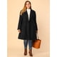 thumbnail image 3 of Women's Plus Size Notched Lapel Double Breasted Winter Long Coat Black 3X, 3 of 6