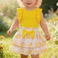 thumbnail image 2 of JAJAHO Toddler Baby Girl Clothes Summer 2 Piece Outfit Cute Ruffle Sleeveless Tank Top With Bow Floral Print Skirts Casual Wear Girls Clothing Set Soft Outfit, 2 of 9