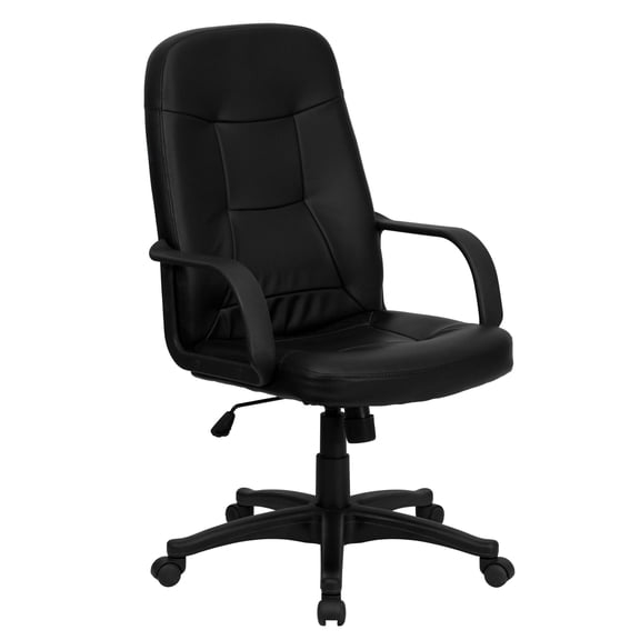 Pemberly Row High Back Glove Vinyl Executive Office Chair in Black