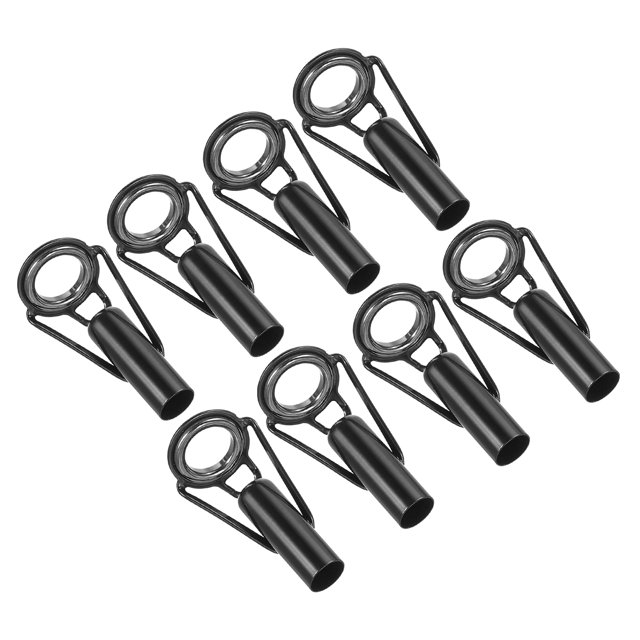 Unique Bargains 6.2mm Stainless Steel Fishing Rod Tip Repair Kit Pole Ring Guide Replacement, Black 8 Pack