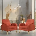 thumbnail image 3 of Miniyam Accent Chair with Pillow, Upholstered Armchair with Metal Legs, Comfy Single Sofa Chair for Living Room Bedroom, Red, 3 of 7