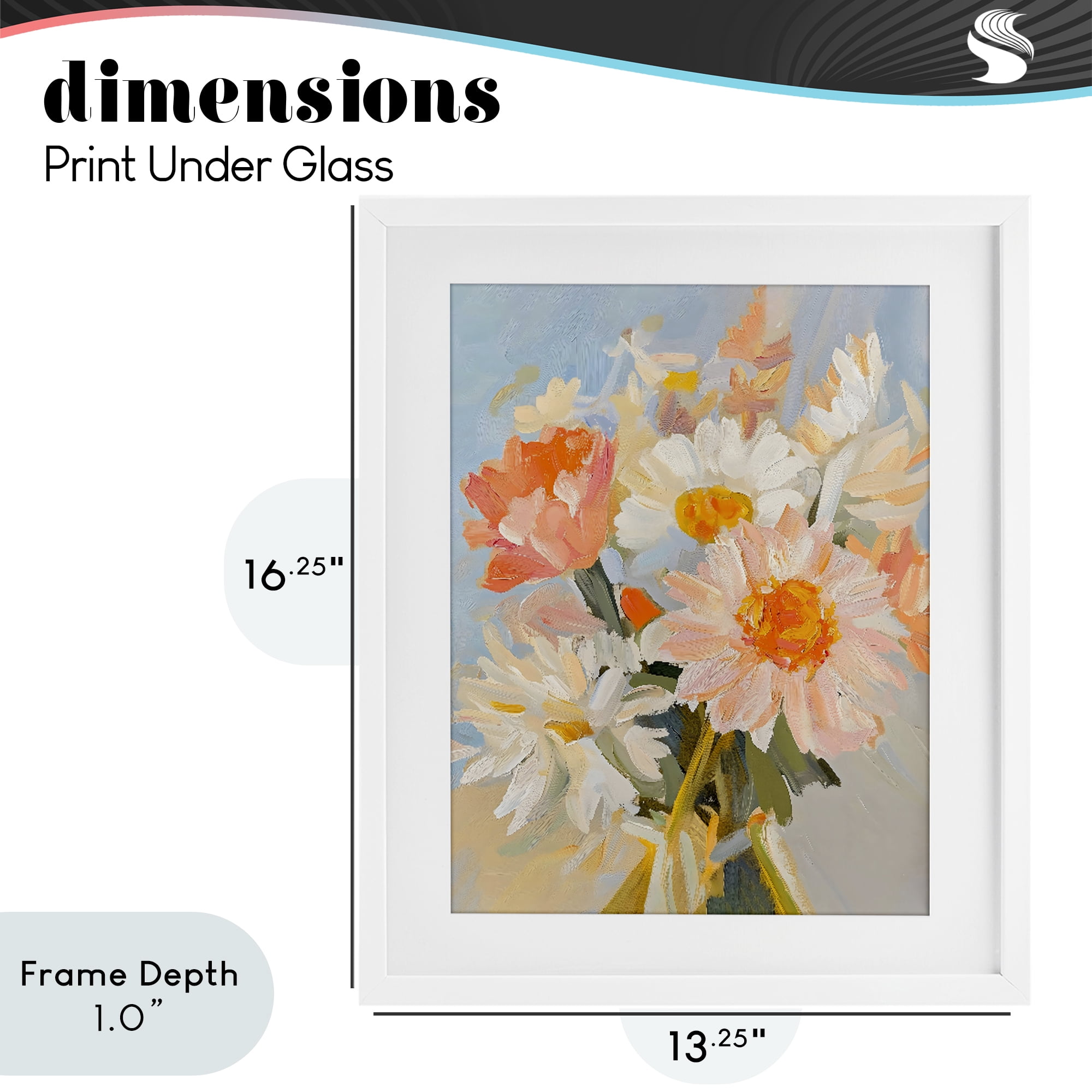 Stupell Industries Orange Spring Floral Bouquet White Framed Print Under Glass, design by The Prints Vibe