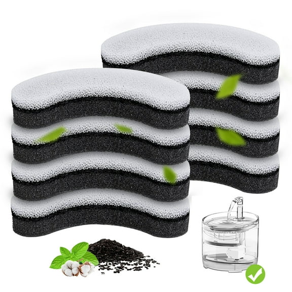 8-Pack Dog Water Fountain Replacement Filters, Compatible Automatic Dog Water Bowl Dispenser, Foam Sponge & Carbon Pet Fountain Filters for Dogs & Cats