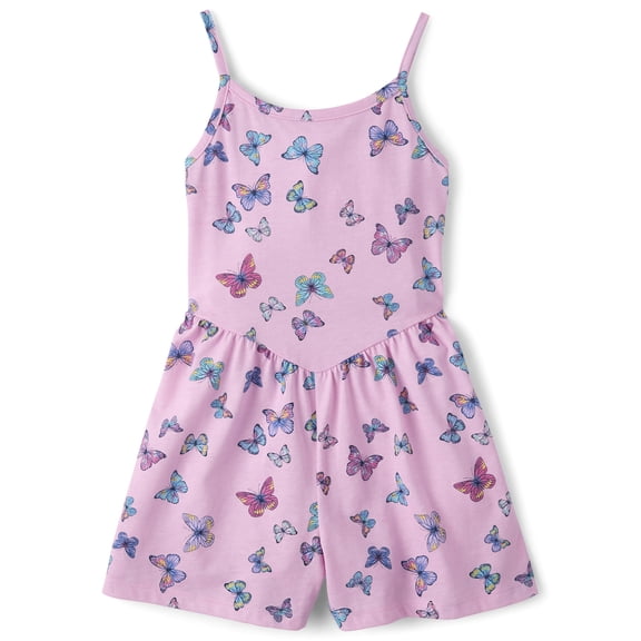 The Children's Place Girls Sleeveless Printed V-Waist Flutter Romper, Sizes XS-XXL