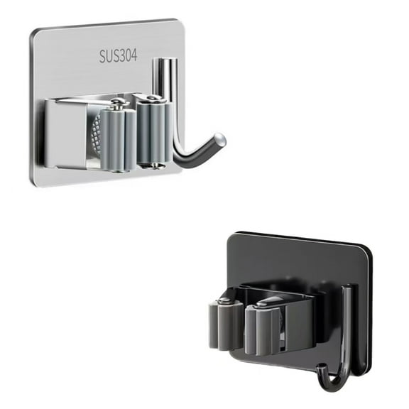 2pcs Mop Broom Holder , Mop Broom Organizer Wall Mounted  with Hooks ,Suitable for mop storage in bathrooms, kitchens, offices, etc