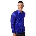 thumbnail image 2 of vastwit Mens 70s Sequins Disco Dance Shirt Long Sleeve Button Down Shirt for Party Club Blue M, 2 of 6