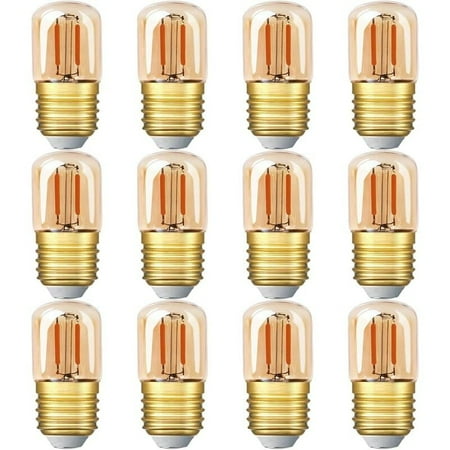 

Mini Tubular LED Light Bulb 1W T28 Edison LED Filament Bulb E27 Screw Base 2200K Super Warm White Light Bulb for Decorative Non Dimmable (Amber Glass) 220V 12 Pack [Energy Class A++]