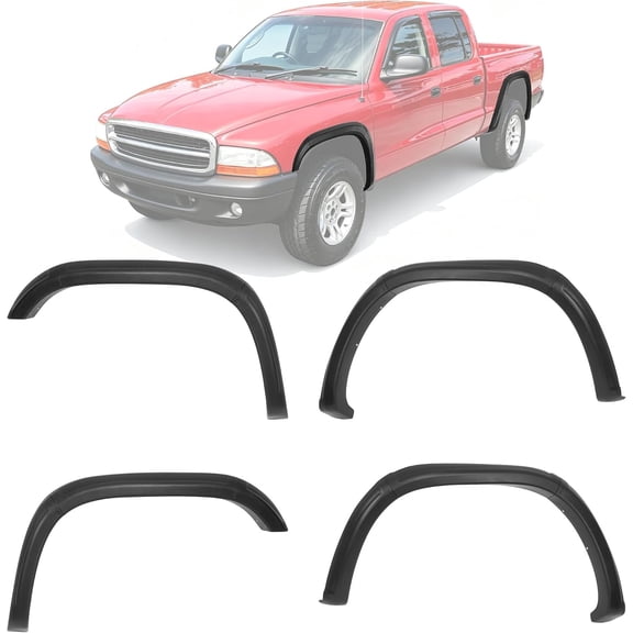 KOJEM Fender Flare Compatible with 1997-2004 Dodge Dakota Black Plastic PP