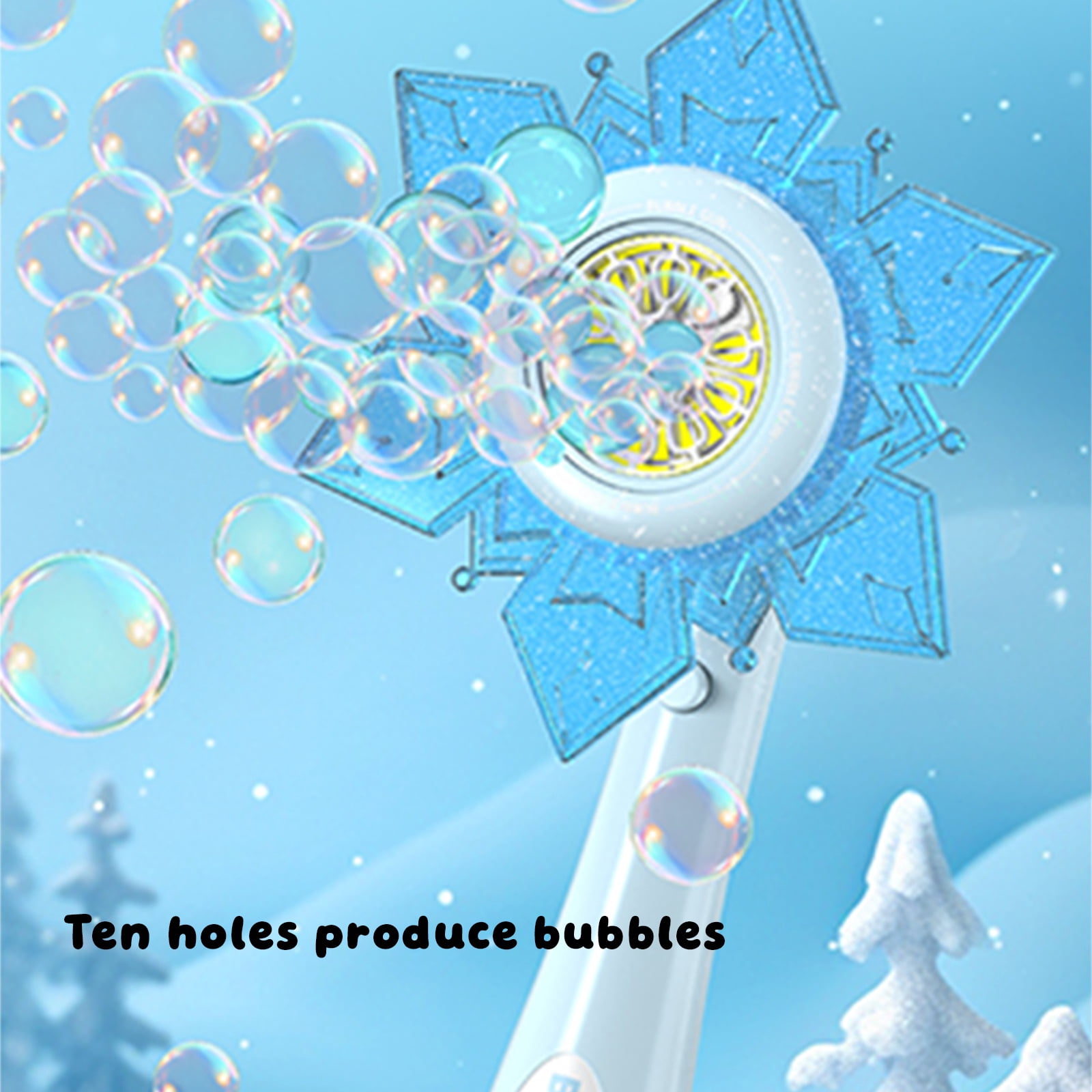 Decorr 13" Sunflower Bubble Wand, Automatic Sunflower Bubble Machine for Kids, Rechargeable Bubble Blower with Solution, Outdoor Summer Party Toys for Toddlers Boys Girls (Sky Blue)