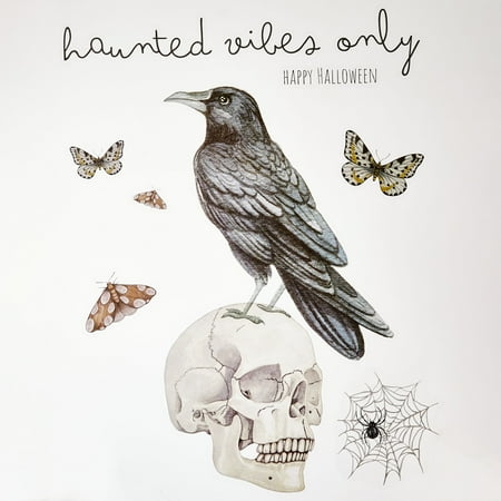 Skull & Crow Wall Art, Haunted Vibes Only, Multicolor, 27.5" x 9.75", Halloween by Way To Celebrate