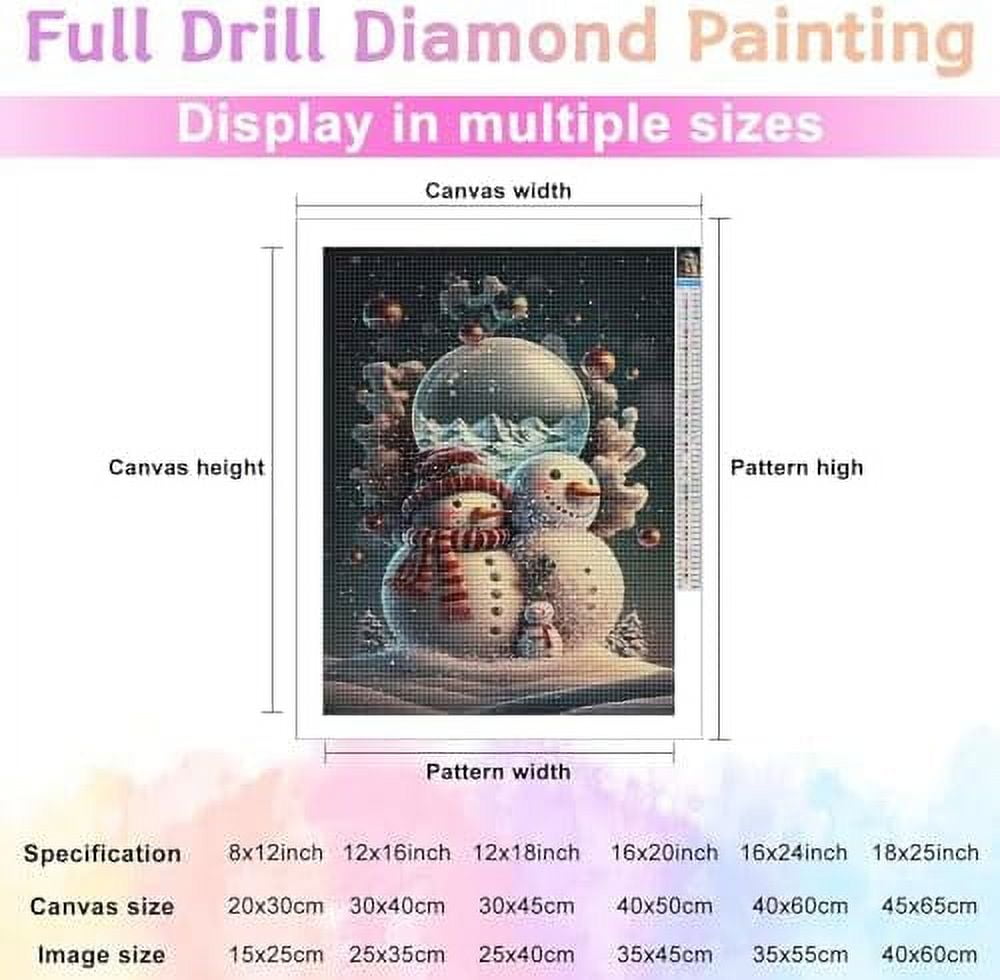 Christmas Diamond Painting Kit - Snow Diamond Art for Adults Kids Beginners  5D Diamond Painting Winter Country Snow Scene Gift Home Wall Decor 16x16  Inch 