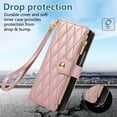 thumbnail image 4 of for Samsung Galaxy Z Fold 6 with Wrist Strap, Crossbody Shoulder Strap, 9 Card Slots Zipper Purse, Luxury PU Leather Stand Cell Phone Cover, 4 of 10