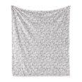 thumbnail image 1 of Floral Soft Flannel Fleece Throw Blanket, Simplistic Tropic Flowers in Vintage Style Repeating Pattern, Cozy Plush for Indoor and Outdoor Use, 50" x 60", Pale Taupe Magenta, by Ambesonne, 1 of 5