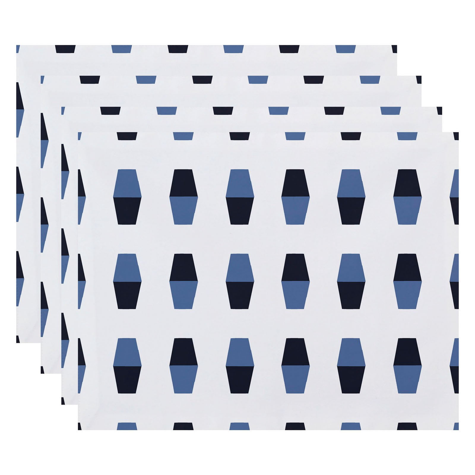 Simply Daisy, 18 x 14 Inch, Bowling Pins, Geometric Print Placemat (Set of 4), Navy Blue