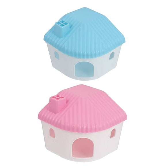 2 Pcs Hamster Small Hut Toys Guinea Pigs Wooden Animal Hideout House Nest Plastic