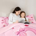 thumbnail image 6 of Homewish Girls Personalized Gifts Queen Comforter Set,Bowknot Latter C Bedding Sets,Cartoon Bow Tie Ribbon Bedding Comforter Set For Girls Teens,Lightweight Room Decoration Reversible,3 Pieces, 6 of 9