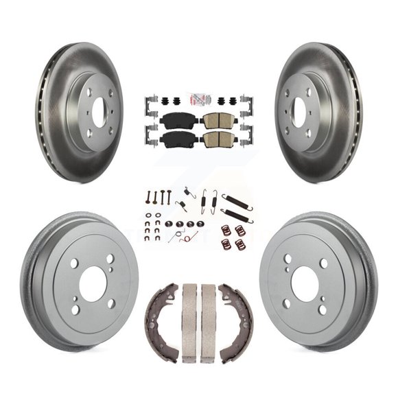 Transit Auto Front Rear Disc Brake Rotors Ceramic Pads and Coated Drum Kit (7Pc) for Car 2001-2005 Toyota Echo KGA-104232