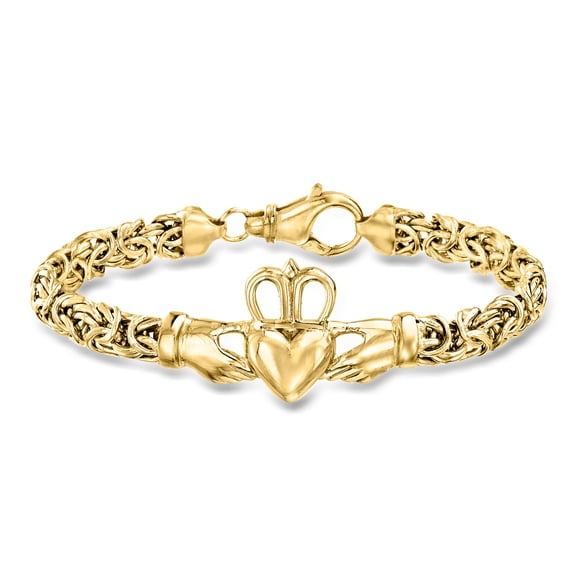 Ross-Simons 18kt Gold Over Sterling Claddagh Byzantine Bracelet, Women's, Adult