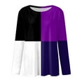 thumbnail image 4 of AMERTEER Femmes Quotidien Tops Imprimer Manches Longues Confortable Couleur Bloc Chemisier Casual Tunique Manches Longues Col Rond Pull-Over Chemises, 4 of 4