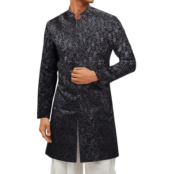 Men's long-sleeve Kurta coat, Indian ethnic royal suit, stand collar, wedding and festive party blazer